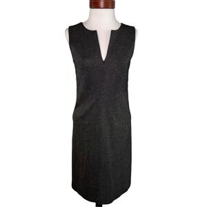 Trina Turk Wool Blend Sheath Dress Sz 4 Charcoal Black Metallic Career Cocktail‎